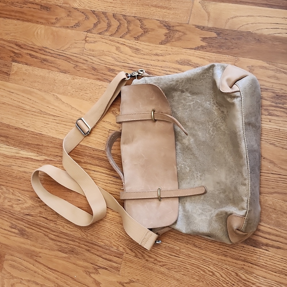 Jesslyn Blake leather and canvas bag wirh detach shoulder strap